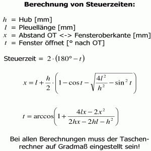 Steuerzeiten von Grad in mm umrechen